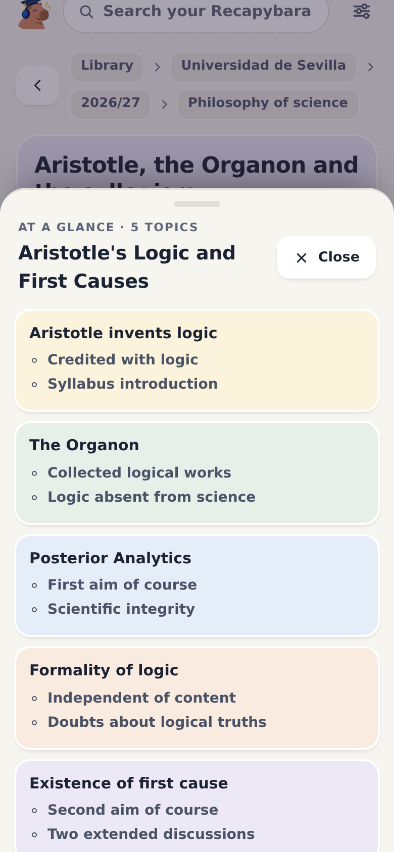 The essentials: the lecture at a glance, topic by topic.