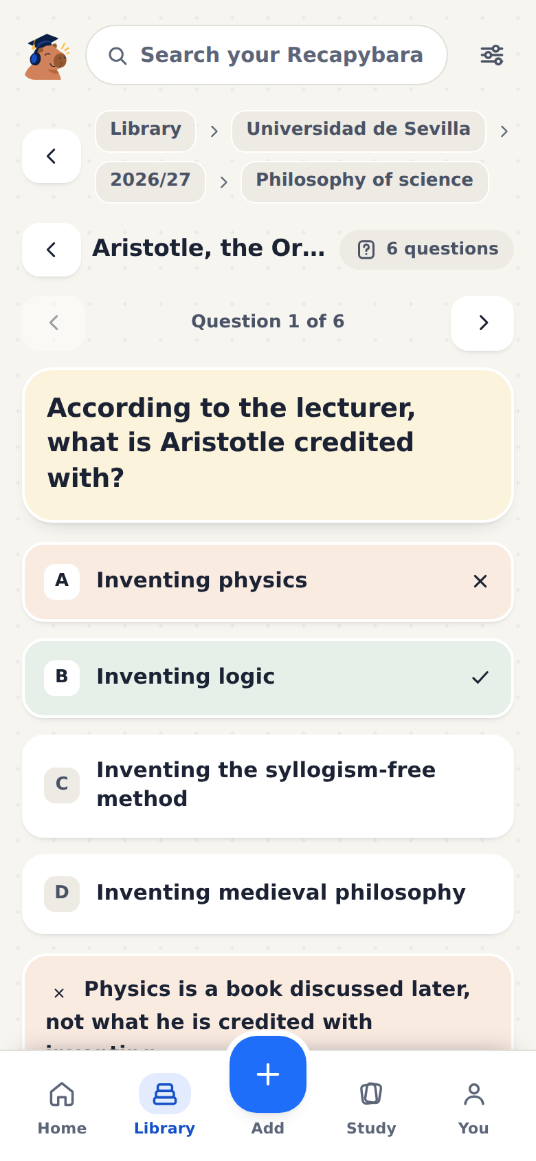 The test: questions with the lecture's corrections.